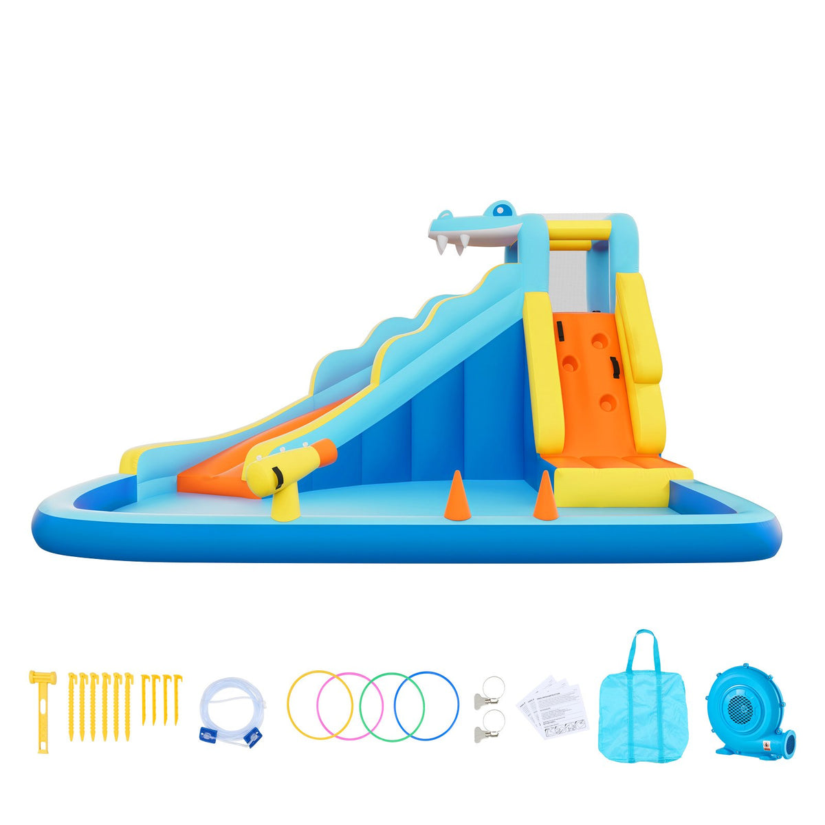 VEVOR Inflatable Bounce House, 11.6 x 13.1 x 7.7 ft Inflatable Bounce House Water Slide, Bouncer Castle with Bounces Zone, Climbing Wall, Splash Pool & Water Ring Toss, for 3 to 4 Kids Ages 3 to 8 - CQCBKWSLXSCGQ3BC4001V1 - view 10