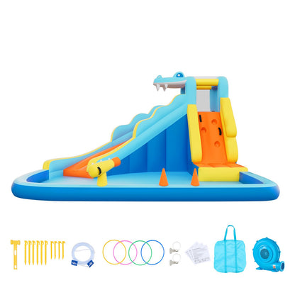 VEVOR Inflatable Bounce House, 11.6 x 13.1 x 7.7 ft Inflatable Bounce House Water Slide, Bouncer Castle with Bounces Zone, Climbing Wall, Splash Pool & Water Ring Toss, for 3 to 4 Kids Ages 3 to 8 - CQCBKWSLXSCGQ3BC4001V1 - view 10
