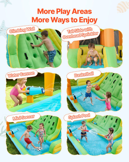 VEVOR Inflatable Bounce House, 13.3 x 11.4 x 8.4 ft Inflatable Bounce House Water Slide, Bouncer Castle with Climbing Wall, Double Tall Slides, Splash Pool & Mini Soccer, for 3 to 4 Kids Ages 3 to 8 - CQCBKWSLXSCSP3PHM001V1 - view 4