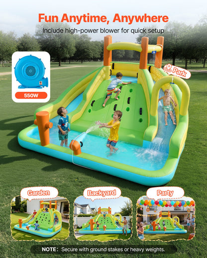 VEVOR Inflatable Bounce House, 13.3 x 11.4 x 8.4 ft Inflatable Bounce House Water Slide, Bouncer Castle with Climbing Wall, Double Tall Slides, Splash Pool & Mini Soccer, for 3 to 4 Kids Ages 3 to 8 - CQCBKWSLXSCSP3PHM001V1 - view 5