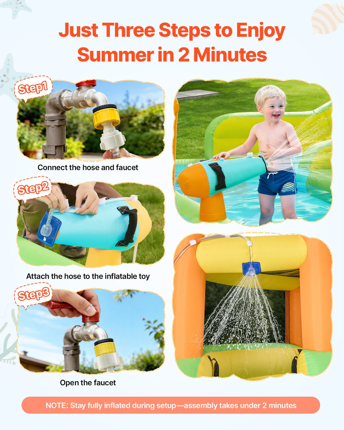 VEVOR Inflatable Bounce House, 13.3 x 11.4 x 8.4 ft Inflatable Bounce House Water Slide, Bouncer Castle with Climbing Wall, Double Tall Slides, Splash Pool & Mini Soccer, for 3 to 4 Kids Ages 3 to 8 - CQCBKWSLXSCSP3PHM001V1 - view 7