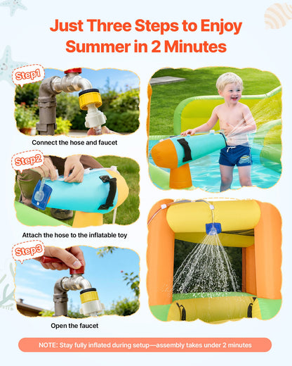 VEVOR Inflatable Bounce House, 13.3 x 11.4 x 8.4 ft Inflatable Bounce House Water Slide, Bouncer Castle with Climbing Wall, Double Tall Slides, Splash Pool & Mini Soccer, for 3 to 4 Kids Ages 3 to 8 - CQCBKWSLXSCSP3PHM001V1 - view 7