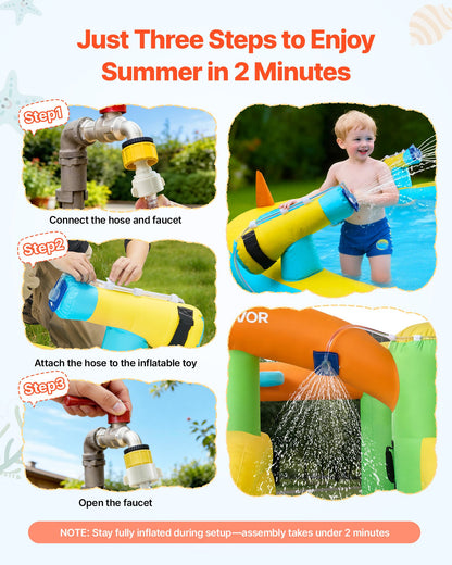 VEVOR Inflatable Bounce House, 12.5 x 13.1 x 6.5 ft Inflatable Bounce House Water Slide, Bouncer Castle with Castle Bounces, Basketball Hoop, Splash Pool & Water Ring Toss, for 3 to 4 Kids Ages 3 to 8 - CQCBKWSLXSCXQDNIX001V1 - view 7