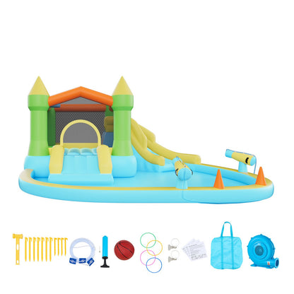 VEVOR Inflatable Bounce House, 12.5 x 13.1 x 6.5 ft Inflatable Bounce House Water Slide, Bouncer Castle with Castle Bounces, Basketball Hoop, Splash Pool & Water Ring Toss, for 3 to 4 Kids Ages 3 to 8 - CQCBKWSLXSCXQDNIX001V1 - view 10