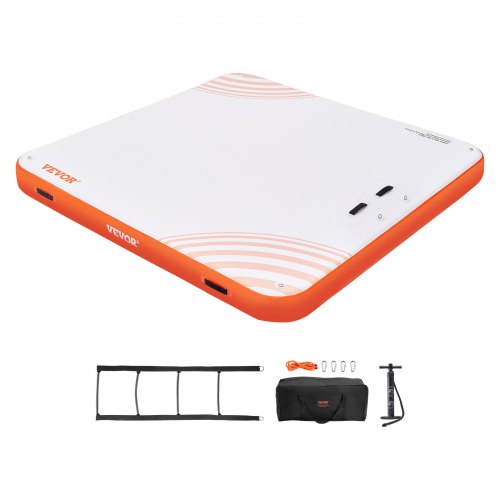 VEVOR Inflatable Floating Dock, 10 x 10FT Inflatable Dock Platform, Non-Slip Water Floating Dock Mat with Portable Carrying Bag & Detachable Ladder, Floating Platform Island Raft for Pool Beach Ocean - CQFT10X6FTBJGZ8S7V0 - view 2