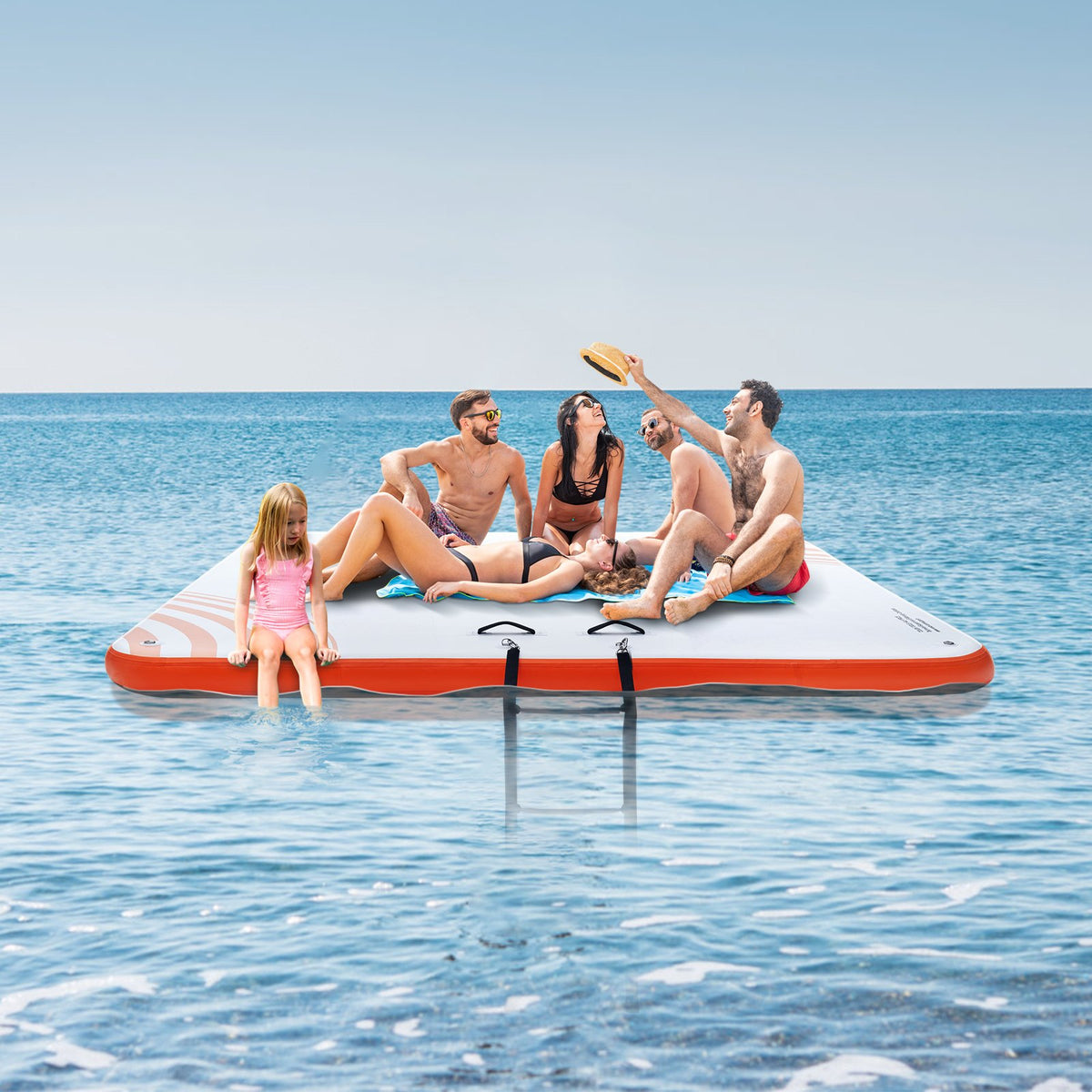 VEVOR Inflatable Floating Dock, 10 x 10FT Inflatable Dock Platform, Non-Slip Water Floating Dock Mat with Portable Carrying Bag & Detachable Ladder, Floating Platform Island Raft for Pool Beach Ocean - CQFT10X6FTBJGZ8S7V0 - view 9