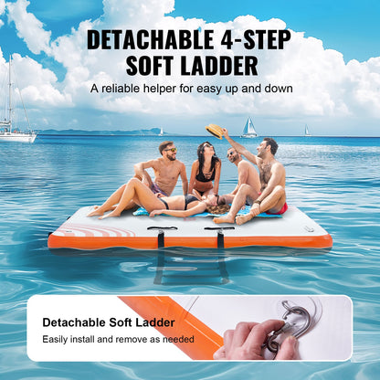 VEVOR Inflatable Floating Dock, 6 x 5FT Inflatable Dock Platform, Non-Slip Water Floating Dock Mat with Portable Carrying Bag & Detachable Ladder, Floating Platform Island Raft for Pool Beach Ocean - CQFT6X5FTPTKVGF3VV0 - view 6