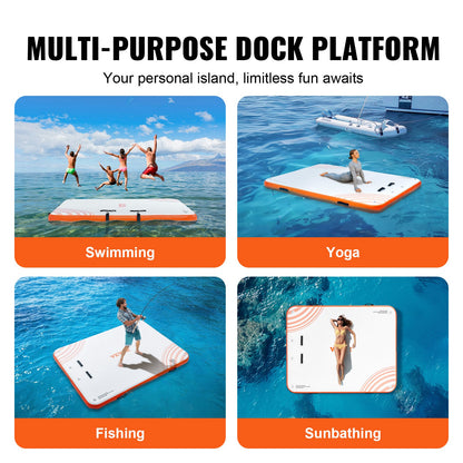 VEVOR Inflatable Floating Dock, 6 x 5FT Inflatable Dock Platform, Non-Slip Water Floating Dock Mat with Portable Carrying Bag & Detachable Ladder, Floating Platform Island Raft for Pool Beach Ocean - CQFT6X5FTPTKVGF3VV0 - view 7
