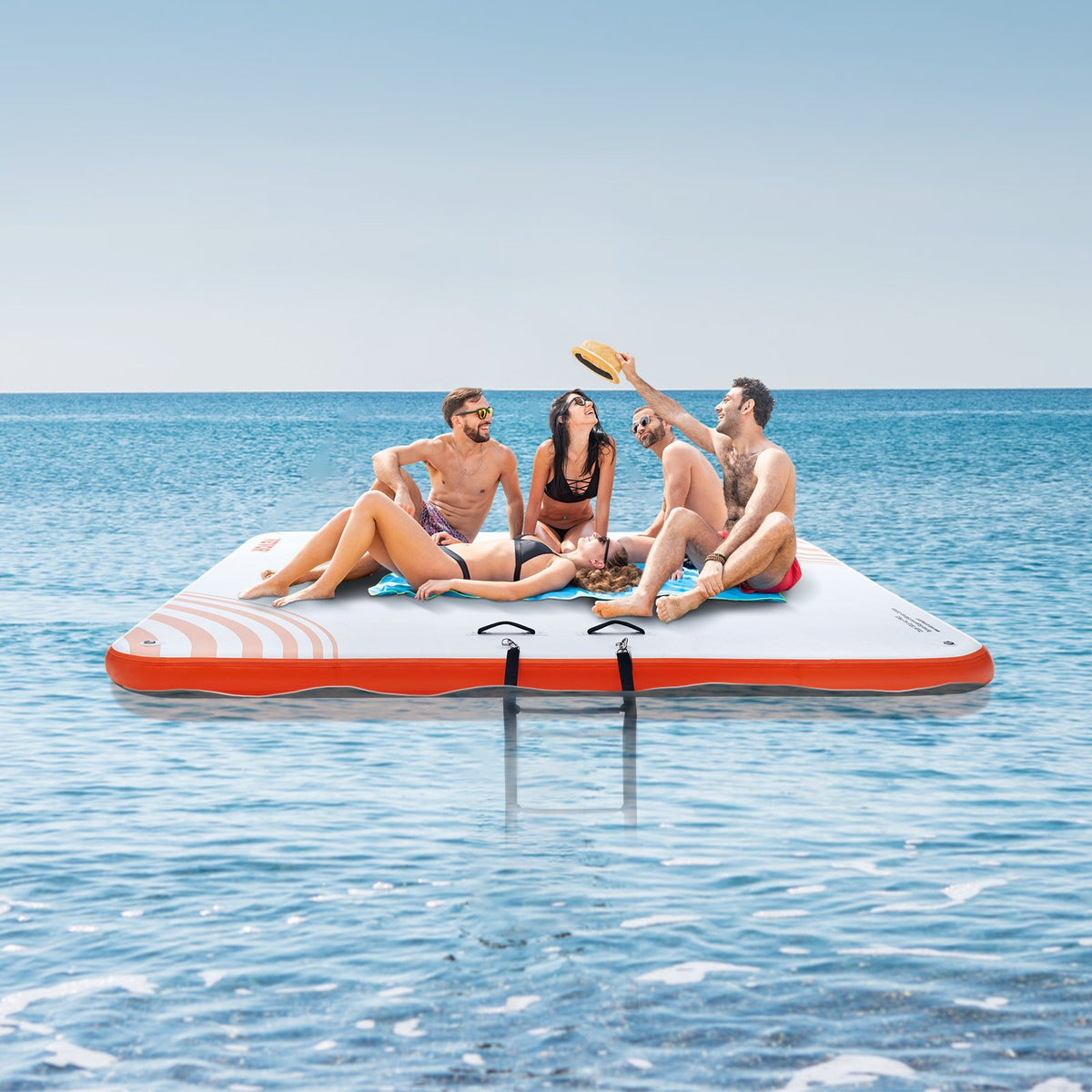 VEVOR Inflatable Floating Dock, 7 x 7FT Inflatable Dock Platform, Non-Slip Water Floating Dock Mat with Portable Carrying Bag & Detachable Ladder, Floating Platform Island Raft for Pool Beach Ocean - CQFT7X7FTBJHTBHI7V0 - view 9