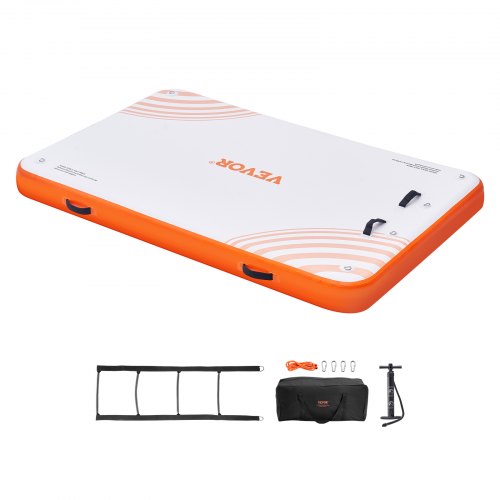 VEVOR Inflatable Floating Dock, 8 x 5FT Inflatable Dock Platform, Non-Slip Water Floating Dock Mat with Portable Carrying Bag & Detachable Ladder, Floating Platform Island Raft for Pool Beach Ocean - CQFT8X5FTBJHPR1CSV0 - view 2