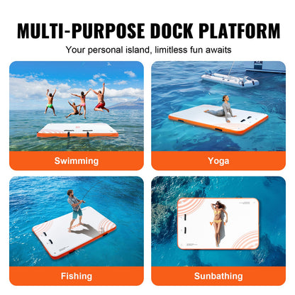 VEVOR Inflatable Floating Dock, 8 x 5FT Inflatable Dock Platform, Non-Slip Water Floating Dock Mat with Portable Carrying Bag & Detachable Ladder, Floating Platform Island Raft for Pool Beach Ocean - CQFT8X5FTBJHPR1CSV0 - view 7