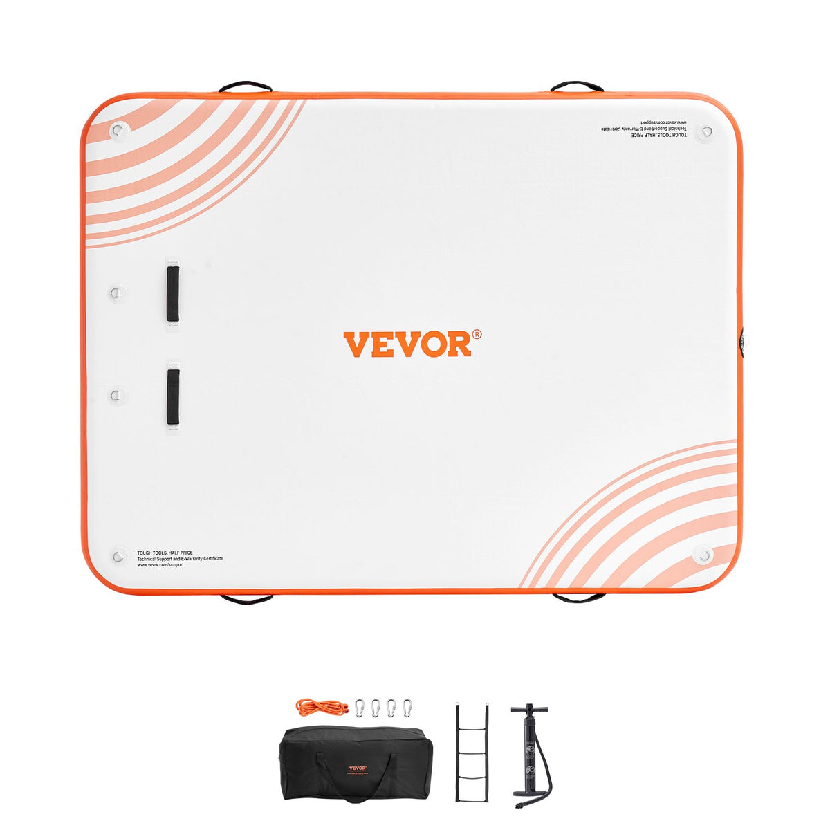 VEVOR Inflatable Floating Dock, 8 x 6FT Inflatable Dock Platform, Non-Slip Water Floating Dock Mat with Detachable Ladder & Portable Carrying Bag, Floating Platform Island Raft for Ocean Pool Beach - CQFT8X6FTBJHAP236V0 - view 10