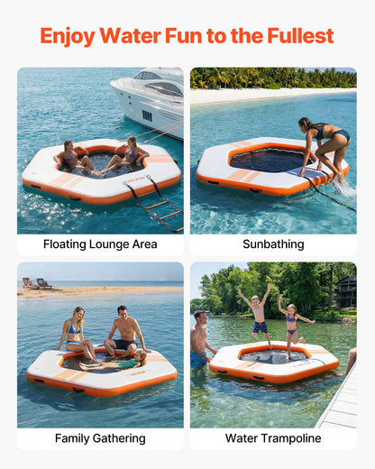 VEVOR Inflatable Floating Dock, 8.5x8.5 FT Inflatable Dock Platform, Non-Slip Water Mat with Portable Carrying Bag & Detachable Ladder, Floating Water Platform Island Raft for Pool Beach Ocean, Orange - CQFTLBX85FTC79C7M001V0 - view 7