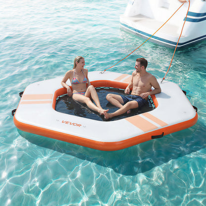 VEVOR Inflatable Floating Dock, 8.5x8.5 FT Inflatable Dock Platform, Non-Slip Water Mat with Portable Carrying Bag & Detachable Ladder, Floating Water Platform Island Raft for Pool Beach Ocean, Orange - CQFTLBX85FTC79C7M001V0 - view 9