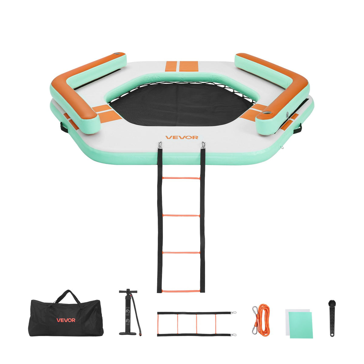 VEVOR Inflatable Floating Dock, 8.5 x 8.5 FT Inflatable Dock Platform, Non-Slip Water Air Mat with Portable Carrying Bag and Detachable Ladder, Floating Water Platform Island Raft for Pool Beach Ocean - CQFTLBX85FTWWJABA001V0 - view 10