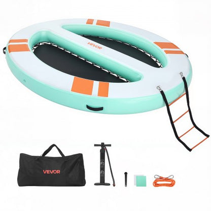 VEVOR Inflatable Floating Dock, 10x8 FT Round Inflatable Dock Platform, Non-Slip Water Air Mat with Portable Carrying Bag & Detachable Ladder, Floating Water Platform Island Raft for Pool Beach Ocean - CQFTYX108FTWWNJJ1001V0 - view 2