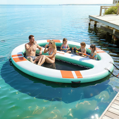 VEVOR Inflatable Floating Dock, 10x8 FT Round Inflatable Dock Platform, Non-Slip Water Air Mat with Portable Carrying Bag & Detachable Ladder, Floating Water Platform Island Raft for Pool Beach Ocean - CQFTYX108FTWWNJJ1001V0 - view 9