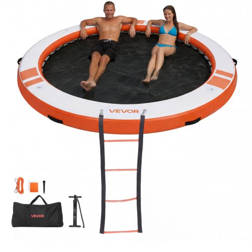 VEVOR Inflatable Floating Dock, 10 FT Inflatable Dock Platform, Non-Slip Water Air Mat with Portable Carrying Bag & Detachable Ladder, Floating Water Platform Island Raft for Pool Beach Ocean, Orange - CQFTYX10FTCSK1WG0001V0 - view 2