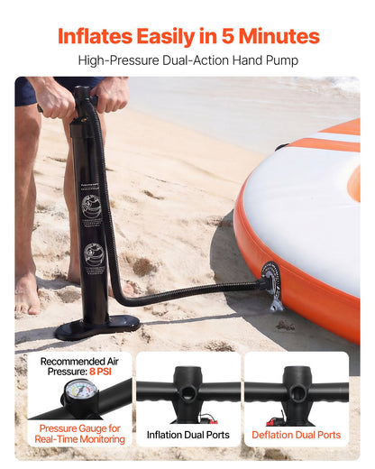 VEVOR Inflatable Floating Dock, 10 FT Inflatable Dock Platform, Non-Slip Water Air Mat with Portable Carrying Bag & Detachable Ladder, Floating Water Platform Island Raft for Pool Beach Ocean, Orange - CQFTYX10FTCSK1WG0001V0 - view 6