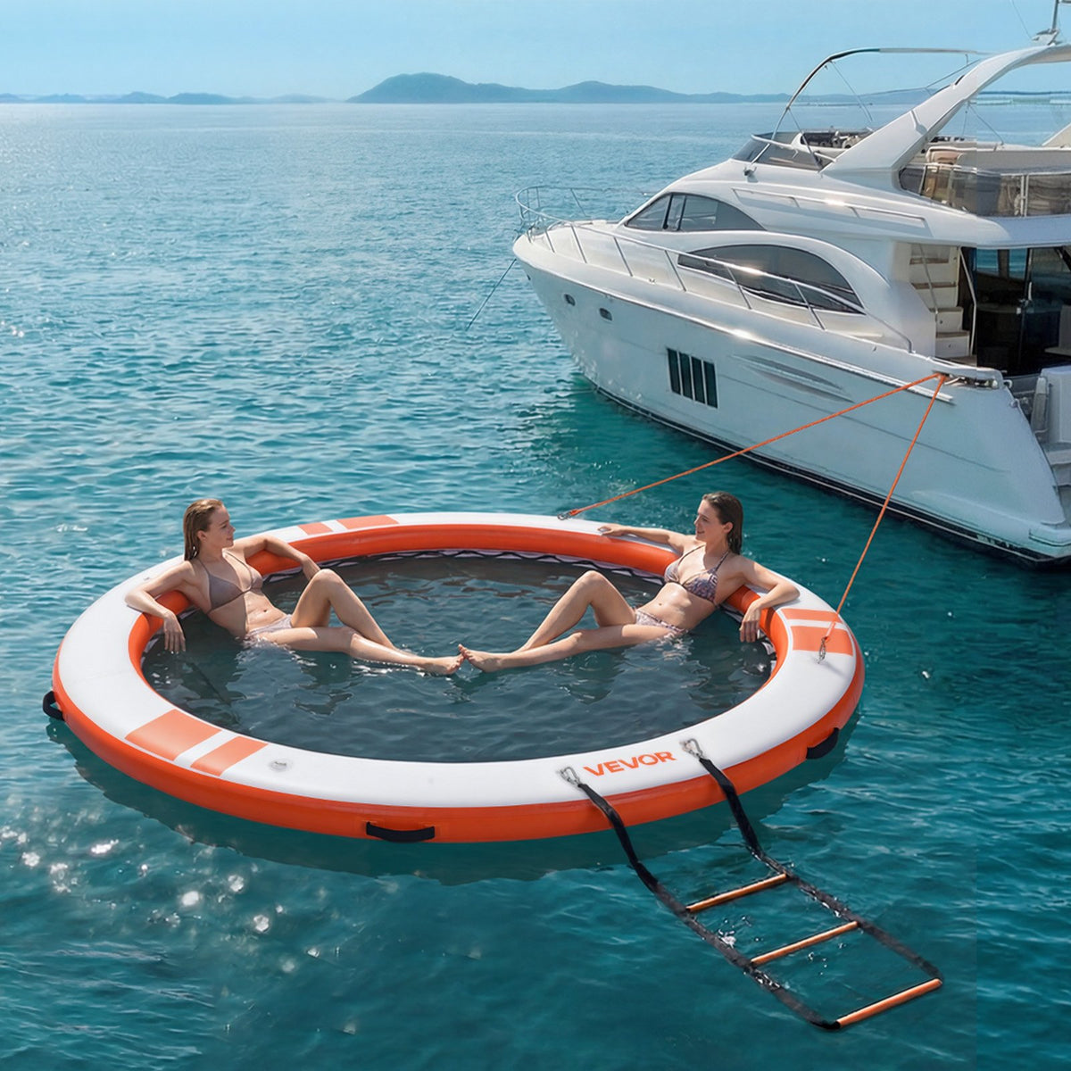 VEVOR Inflatable Floating Dock, 10 FT Inflatable Dock Platform, Non-Slip Water Air Mat with Portable Carrying Bag & Detachable Ladder, Floating Water Platform Island Raft for Pool Beach Ocean, Orange - CQFTYX10FTCSK1WG0001V0 - view 9