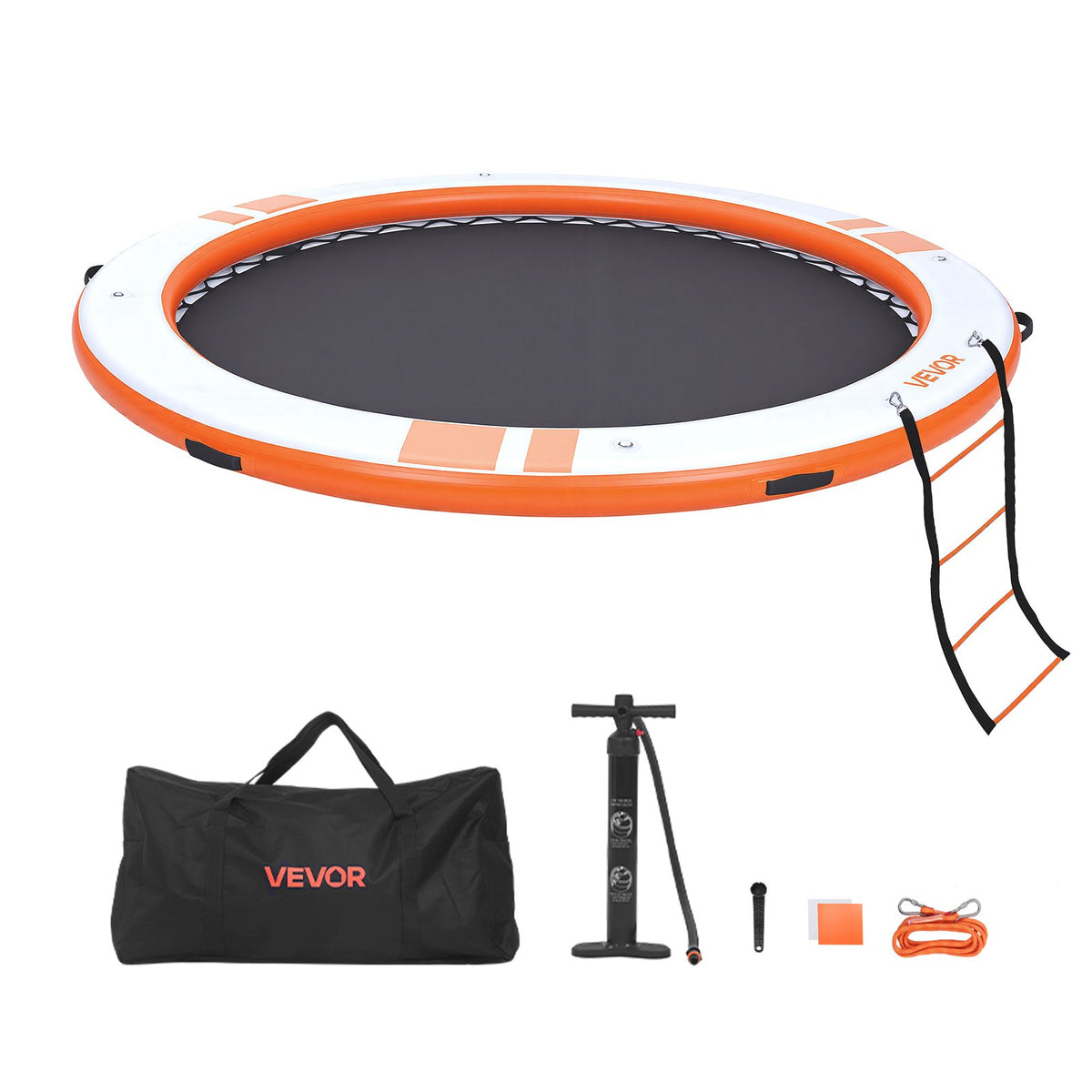 VEVOR Inflatable Floating Dock, 10 FT Inflatable Dock Platform, Non-Slip Water Air Mat with Portable Carrying Bag & Detachable Ladder, Floating Water Platform Island Raft for Pool Beach Ocean, Orange - CQFTYX10FTCSK1WG0001V0 - view 10
