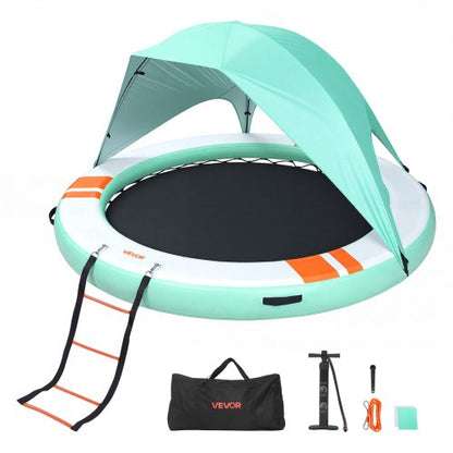 VEVOR Inflatable Floating Dock, 10FT Round Inflatable Dock Platform, Non-Slip Water Floating Mat with Portable Carrying Bag & Detachable Ladder, Platform Island Raft for Pool Beach Ocean - CQFTYX10FTWZDP1XN001V0 - view 2