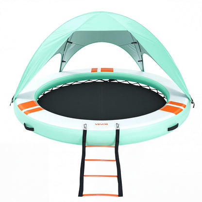 VEVOR Inflatable Floating Dock, 10FT Round Inflatable Dock Platform, Non-Slip Water Floating Mat with Portable Carrying Bag & Detachable Ladder, Platform Island Raft for Pool Beach Ocean - CQFTYX10FTWZDP1XN001V0 - view 10
