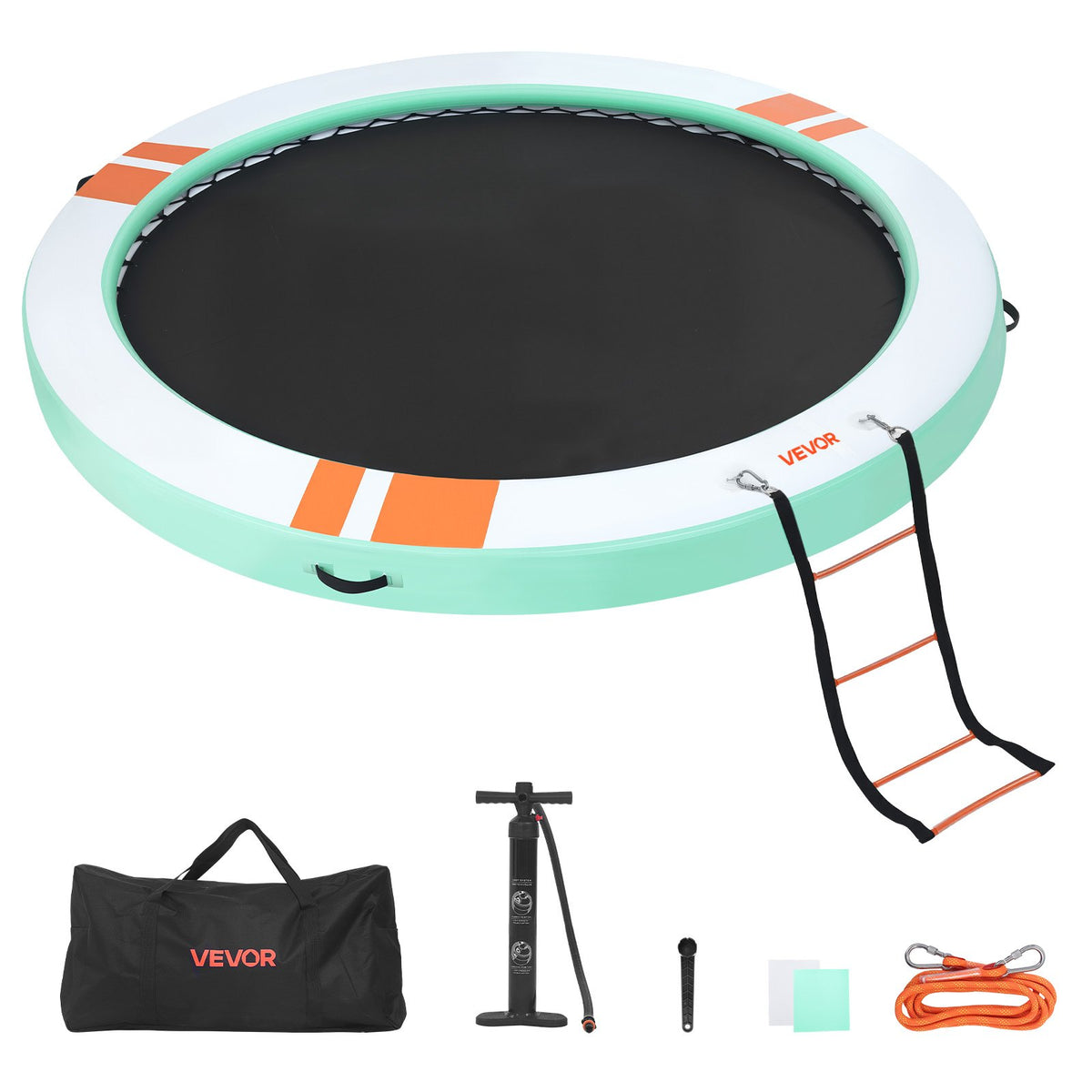 VEVOR Inflatable Floating Dock, 12 FT Round Inflatable Dock Platform, Non-Slip Water Air Mat with Portable Carrying Bag and Detachable Ladder, Floating Water Platform Island Raft for Pool Beach Ocean - CQFTYX12FTWZU523X001V0 - view 1