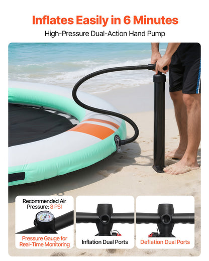 VEVOR Inflatable Floating Dock, 12 FT Round Inflatable Dock Platform, Non-Slip Water Air Mat with Portable Carrying Bag and Detachable Ladder, Floating Water Platform Island Raft for Pool Beach Ocean - CQFTYX12FTWZU523X001V0 - view 6