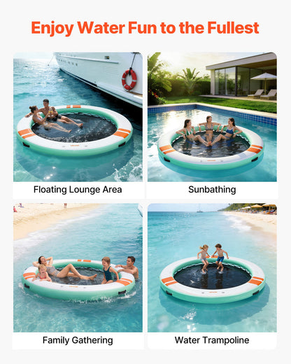 VEVOR Inflatable Floating Dock, 12 FT Round Inflatable Dock Platform, Non-Slip Water Air Mat with Portable Carrying Bag and Detachable Ladder, Floating Water Platform Island Raft for Pool Beach Ocean - CQFTYX12FTWZU523X001V0 - view 7