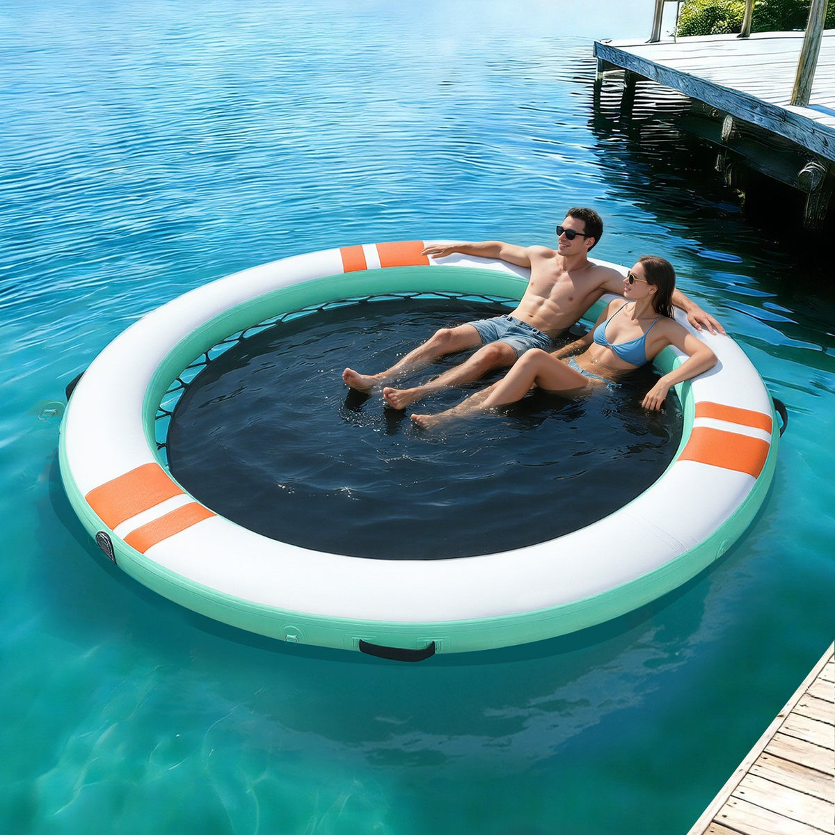 VEVOR Inflatable Floating Dock, 12 FT Round Inflatable Dock Platform, Non-Slip Water Air Mat with Portable Carrying Bag and Detachable Ladder, Floating Water Platform Island Raft for Pool Beach Ocean - CQFTYX12FTWZU523X001V0 - view 9