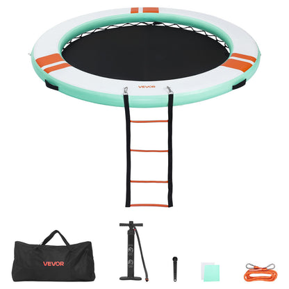 VEVOR Inflatable Floating Dock, 12 FT Round Inflatable Dock Platform, Non-Slip Water Air Mat with Portable Carrying Bag and Detachable Ladder, Floating Water Platform Island Raft for Pool Beach Ocean - CQFTYX12FTWZU523X001V0 - view 10