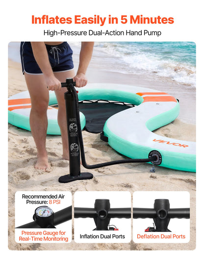 VEVOR Inflatable Floating Dock, 15 x 6 FT Inflatable Dock Platform, Non-Slip Water Air Mat with Portable Carrying Bag and Detachable Ladder, Floating Water Platform Island Raft for Pool Beach Ocean - CQFTYX156FTW7L9QO001V0 - view 6