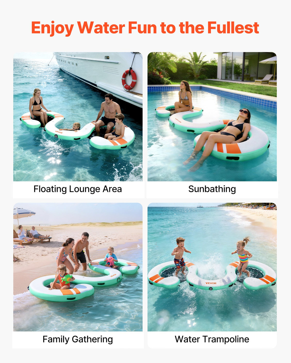 VEVOR Inflatable Floating Dock, 15 x 6 FT Inflatable Dock Platform, Non-Slip Water Air Mat with Portable Carrying Bag and Detachable Ladder, Floating Water Platform Island Raft for Pool Beach Ocean - CQFTYX156FTW7L9QO001V0 - view 7