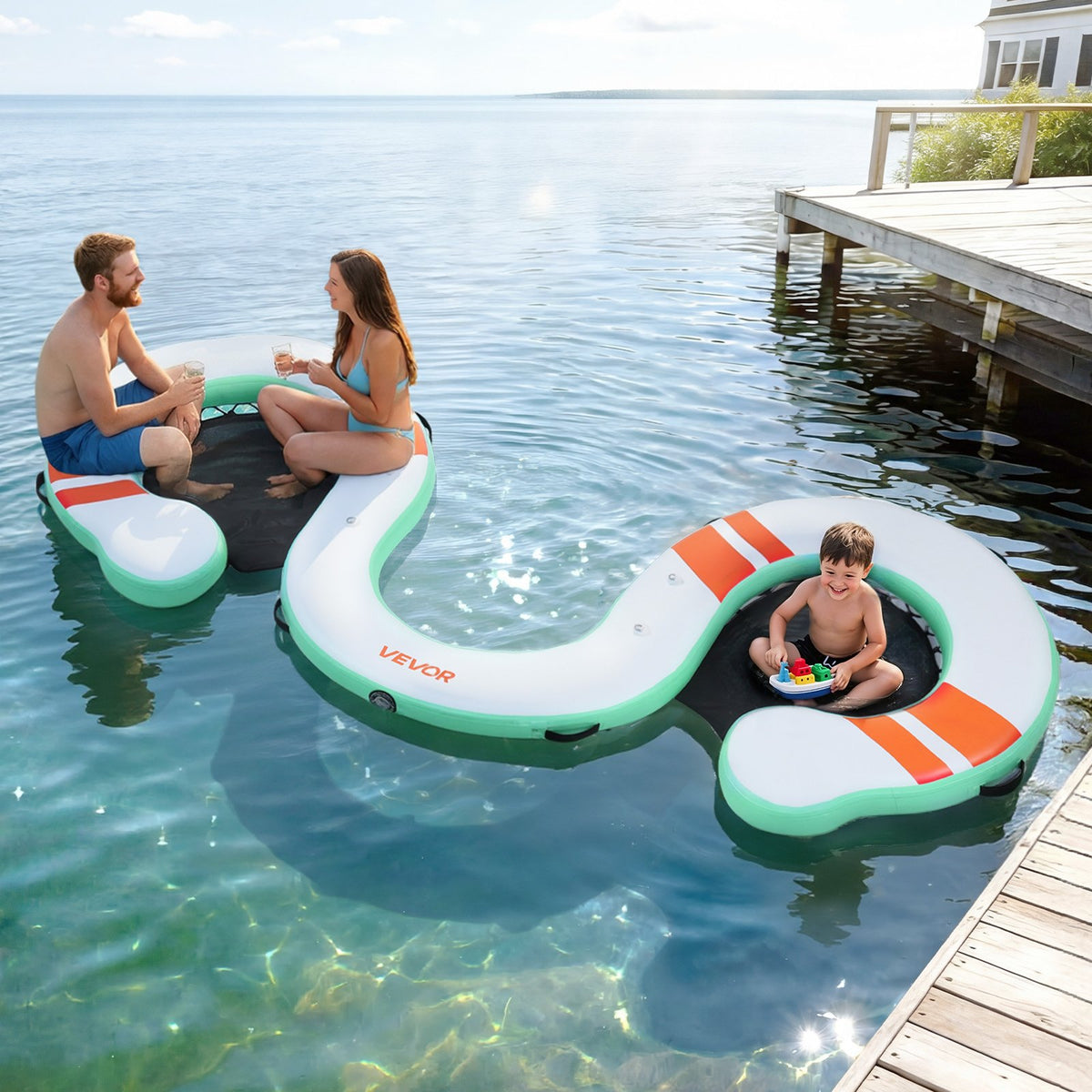 VEVOR Inflatable Floating Dock, 15 x 6 FT Inflatable Dock Platform, Non-Slip Water Air Mat with Portable Carrying Bag and Detachable Ladder, Floating Water Platform Island Raft for Pool Beach Ocean - CQFTYX156FTW7L9QO001V0 - view 9