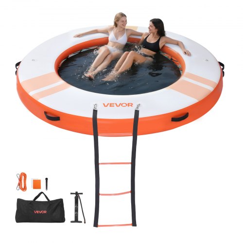 VEVOR Inflatable Floating Dock, 8 FT Inflatable Dock Platform, Non-Slip Water Air Mat with Portable Carrying Bag and Detachable Ladder, Floating Water Platform Island Raft for Pool Beach Ocean, Orange - CQFTYX8FTCSWB26F7001V0 - view 2