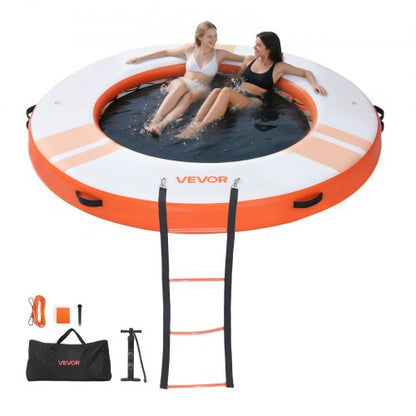 VEVOR Inflatable Floating Dock, 8 FT Inflatable Dock Platform, Non-Slip Water Air Mat with Portable Carrying Bag and Detachable Ladder, Floating Water Platform Island Raft for Pool Beach Ocean, Orange - CQFTYX8FTCSWB26F7001V0 - view 2