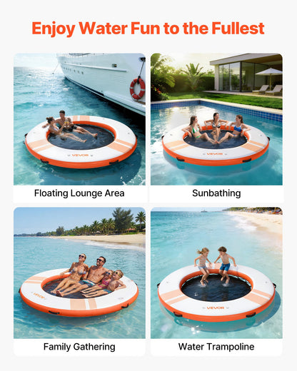 VEVOR Inflatable Floating Dock, 8 FT Inflatable Dock Platform, Non-Slip Water Air Mat with Portable Carrying Bag and Detachable Ladder, Floating Water Platform Island Raft for Pool Beach Ocean, Orange - CQFTYX8FTCSWB26F7001V0 - view 7