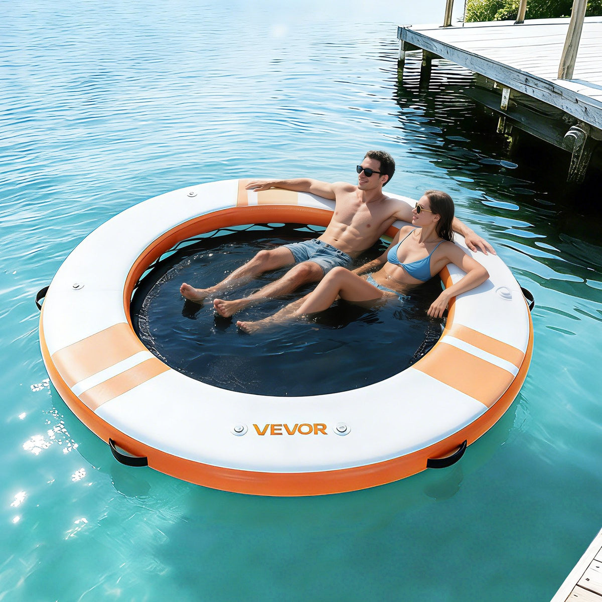 VEVOR Inflatable Floating Dock, 8 FT Inflatable Dock Platform, Non-Slip Water Air Mat with Portable Carrying Bag and Detachable Ladder, Floating Water Platform Island Raft for Pool Beach Ocean, Orange - CQFTYX8FTCSWB26F7001V0 - view 9
