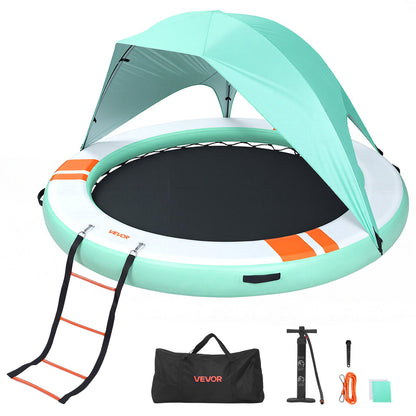 VEVOR Inflatable Floating Dock, 8 FT Round Inflatable Dock Platform, Non-Slip Water Floating Mat with Portable Carrying Bag & Detachable Ladder, Platform Island Raft for Pool Beach Ocean - CQFTYX8FTWZXGFXYE001V0 - view 1