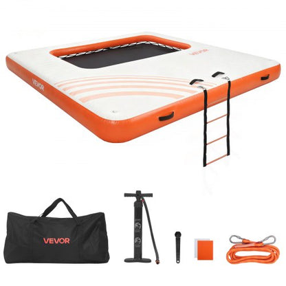 VEVOR Inflatable Floating Dock, 10 x 10 FT Inflatable Dock Platform, Non-Slip Water Air Mat with Portable Carrying Bag and Detachable Ladder, Floating Water Platform Island Raft for Pool Beach Ocean - CQFTZFX1010FY2ANJ001V0 - view 2