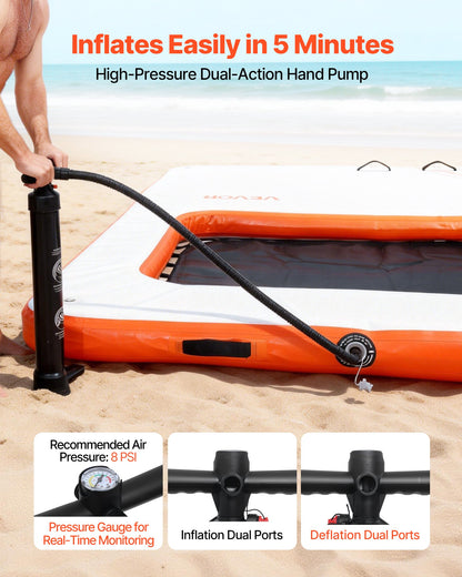 VEVOR Inflatable Floating Dock, 10 x 10 FT Inflatable Dock Platform, Non-Slip Water Air Mat with Portable Carrying Bag and Detachable Ladder, Floating Water Platform Island Raft for Pool Beach Ocean - CQFTZFX1010FY2ANJ001V0 - view 6