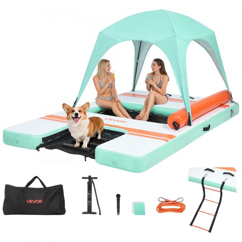 VEVOR Inflatable Floating Dock, 10 x 6 FT Inflatable Dock Platform, Non-Slip Water Air Mat with Portable Carrying Bag and Detachable Ladder, Floating Water Platform Island Raft for Pool Beach Ocean - CQFTZFX106FT94P85001V0 - view 2