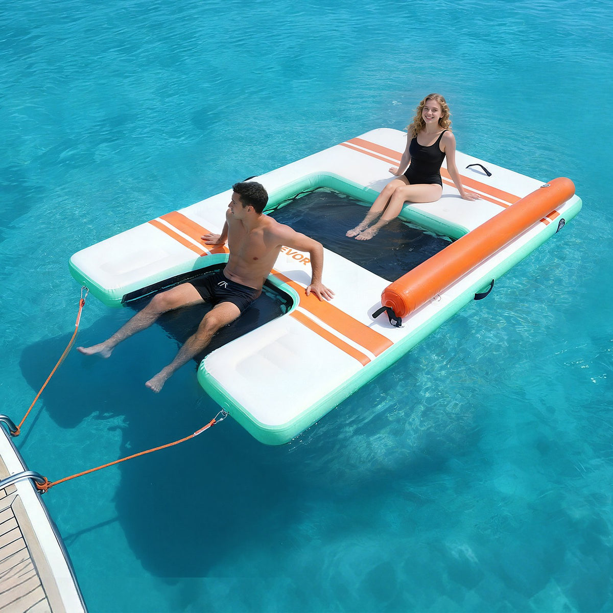 VEVOR Inflatable Floating Dock, 10 x 6 FT Inflatable Dock Platform, Non-Slip Water Air Mat with Portable Carrying Bag and Detachable Ladder, Floating Water Platform Island Raft for Pool Beach Ocean - CQFTZFX106FT94P85001V0 - view 9