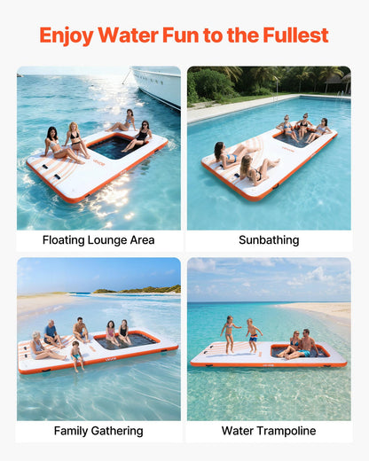 VEVOR Inflatable Floating Dock, 15 x 6.5 FT Inflatable Dock Platform, Non-Slip Water Air Mat with Portable Carrying Bag and Detachable Ladder, Floating Water Platform Island Raft for Pool Beach Ocean - CQFTZFX15X651FXW5001V0 - view 7
