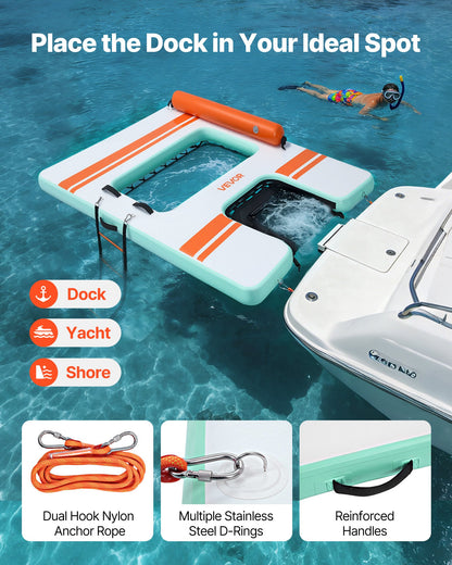 VEVOR Inflatable Floating Dock, 8 x 6 FT Inflatable Dock Platform, Non-Slip Water Air Mat with Portable Carrying Bag and Detachable Ladder, Floating Water Platform Island Raft for Pool Beach Ocean - CQFTZFX86FTWXA7VX001V0 - view 5