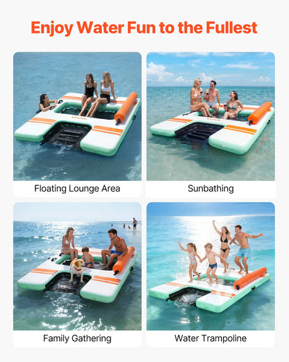 VEVOR Inflatable Floating Dock, 8 x 6 FT Inflatable Dock Platform, Non-Slip Water Air Mat with Portable Carrying Bag and Detachable Ladder, Floating Water Platform Island Raft for Pool Beach Ocean - CQFTZFX86FTWXA7VX001V0 - view 8