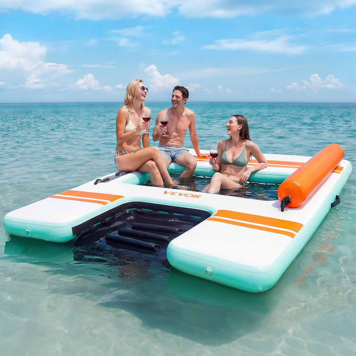 VEVOR Inflatable Floating Dock, 8 x 6 FT Inflatable Dock Platform, Non-Slip Water Air Mat with Portable Carrying Bag and Detachable Ladder, Floating Water Platform Island Raft for Pool Beach Ocean - CQFTZFX86FTWXA7VX001V0 - view 9