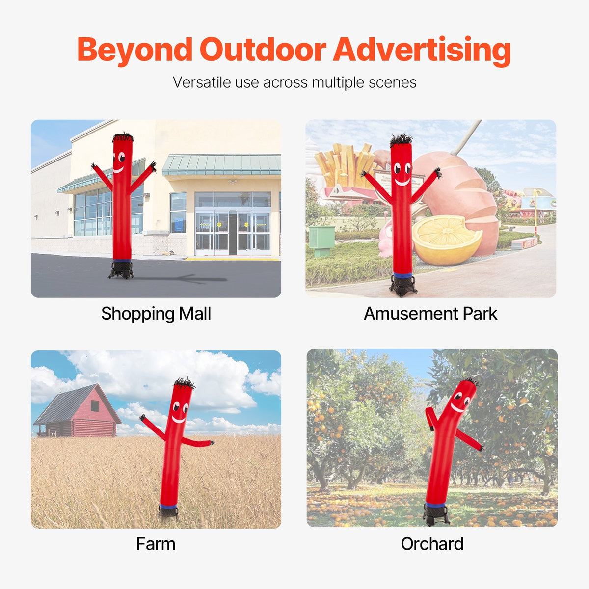 VEVOR Inflatable Tube Man Set, 10 ft Tall, Wacky Waving Inflatable Dancing Tube Guy with 9/10 HP Blower, PP Shell IPX3 Waterproof Blower Fan, for Outdoor Advertising Business Store Party - CQGR10FT550WFZPYNV1 - view 6