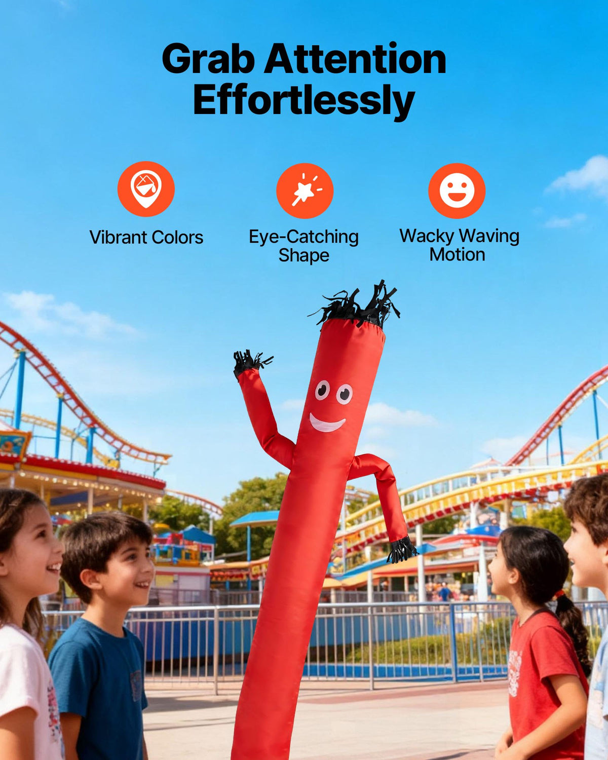 VEVOR Inflatable Tube Man with Blower, 10 ft Tall, Wacky Waving Wind Flying Inflatable Dancing Tube Guy with 3/4 HP IPX3 Waterproof Blower Fan, for Outdoor Advertising Business Store Decoration, Red - CQGR10FTHS5531YXS001V1 - view 5